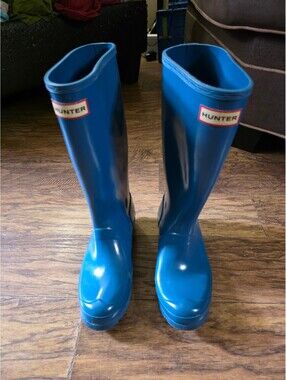 Hunter Gloss Rain Boots – Blue – UK 4 / EU 37 / US 5